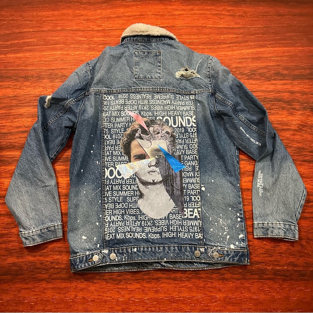 Brand NWT Zara Distressed & Paint Splattered Denim Jacket